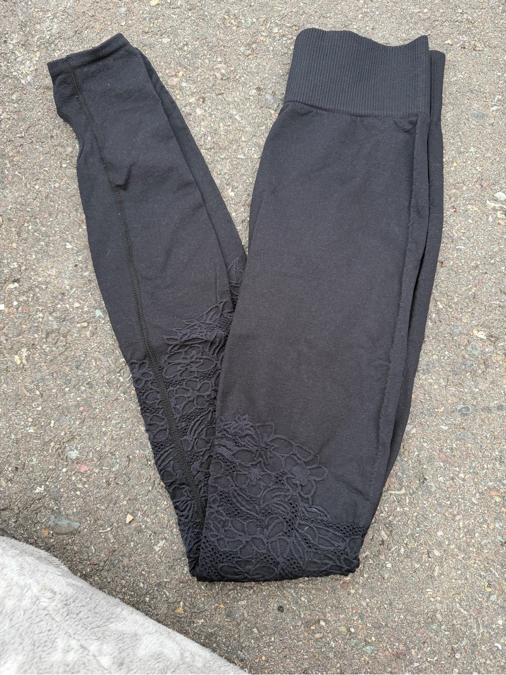 Womens black Lace-Trim Leggings